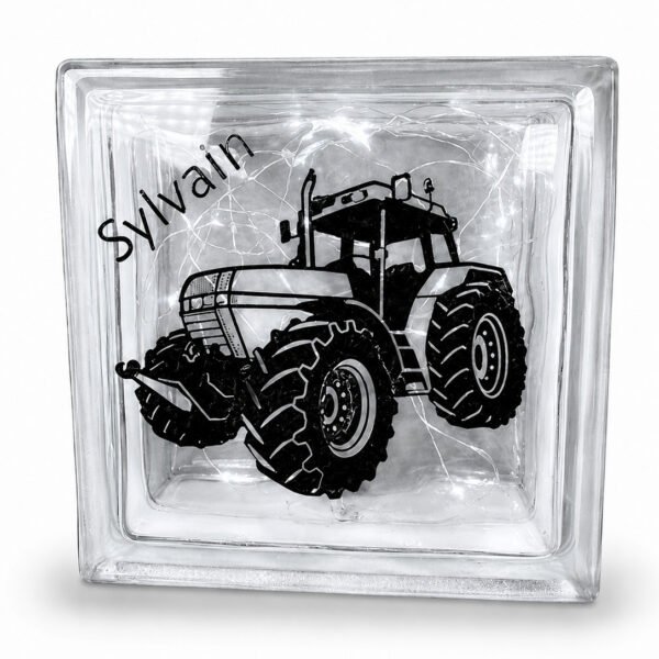 Brique en verre personnalisée tracteur lumineuse LED
