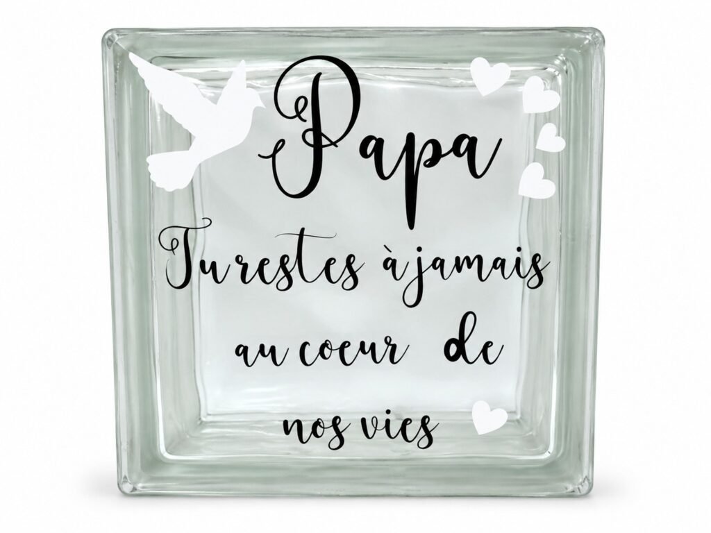 Brique en verre funéraire personnalisée avec texte