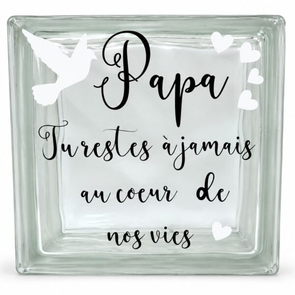 Brique en verre funéraire personnalisée avec texte