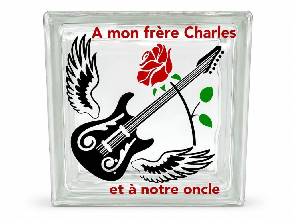Brique en verre personnalisée hommage musical