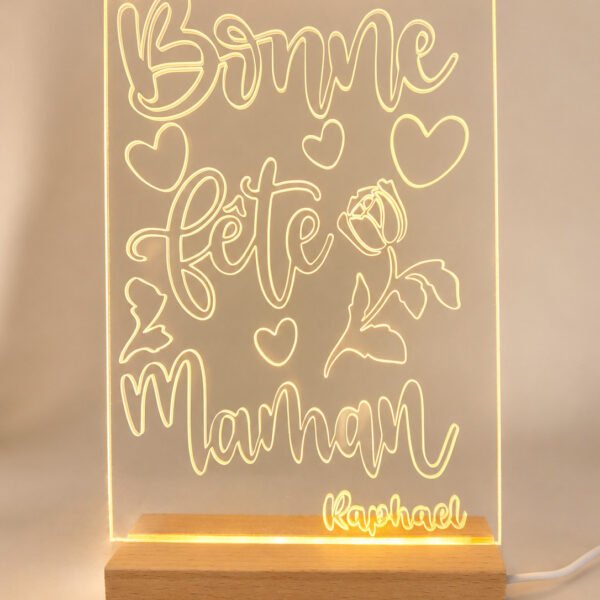 Lampe LED fête des mères personnalisée – Bonne fête Maman