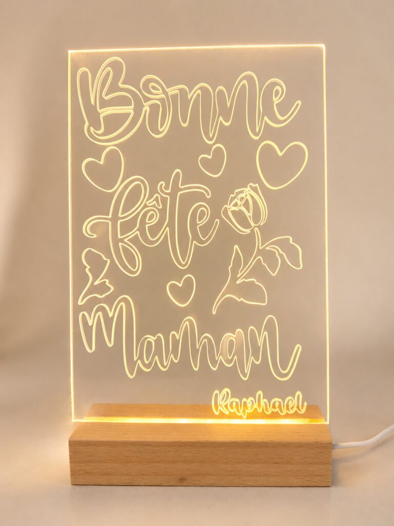 Lampe LED fête des mères personnalisée – Bonne fête Maman