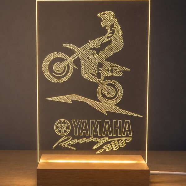 Lampe LED motocross personnalisée en plexiglass