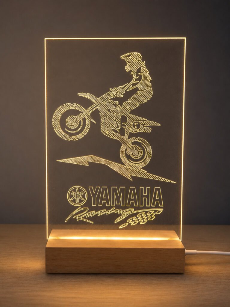 Lampe LED motocross personnalisée en plexiglass