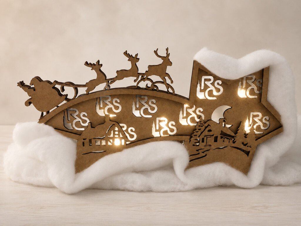 Traîneau de Noël lumineux en bois