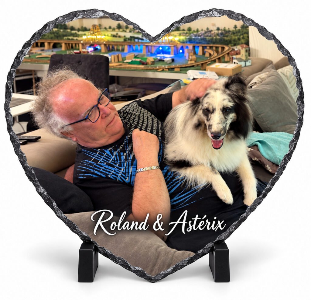 Ardoise cœur personnalisée – Photo et texte 18 × 18 cm